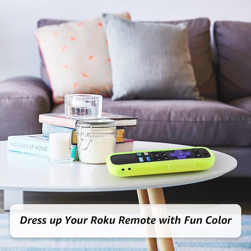 SOTATOO Roku TV Remote Case, 2 Pack, Silicone Protective Controller, Glow in the Dark Yellow and Rose Red, Easy to Find Your Remote Anywhere - Image 3